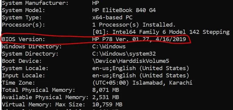 Check BIOS Version of your Laptop Computer via Command for how old my laptop