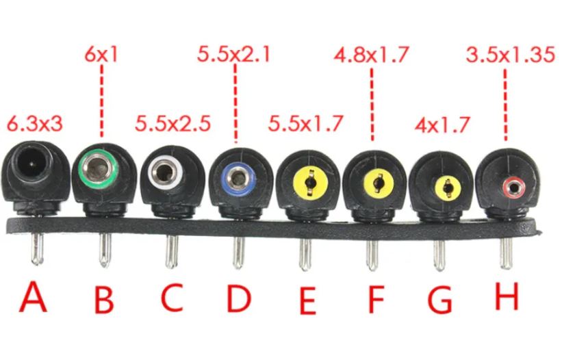 How to know the pin size of laptop charger