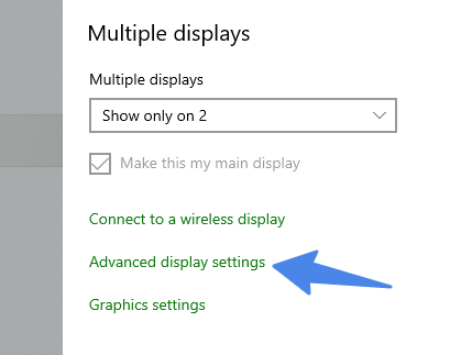 advance display seettings in windows 10