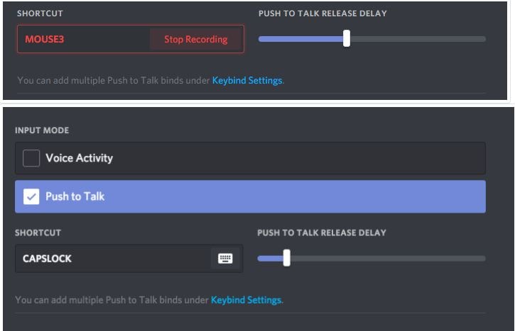 push to talk option in discord