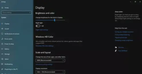 windows 10 display settings