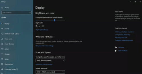 windows 10 display settings