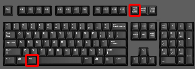 Alt + Print Screen Shortcut key for screenshot