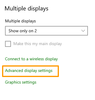 advance display settings in windows 10
