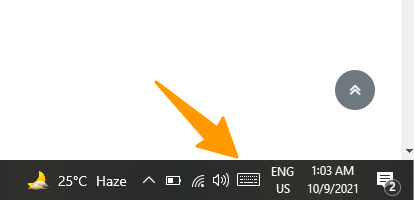 onscreen keybaord option on taskbar
