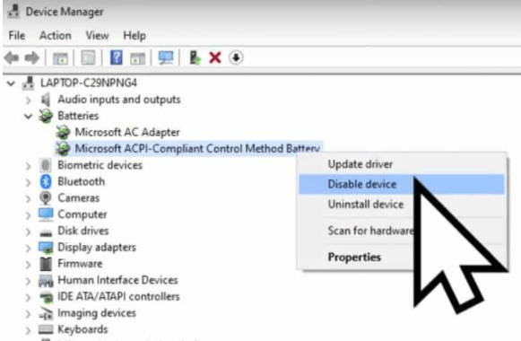 uninstall driver if laptop only work when plugged in