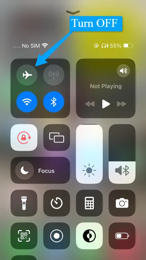 Airplane mode Turn OFF