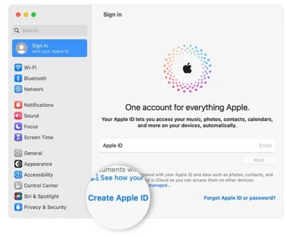 Create Apple ID on Mac