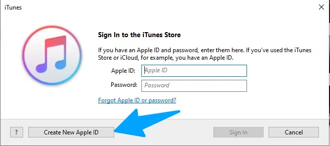 Create Apple ID using itunes
