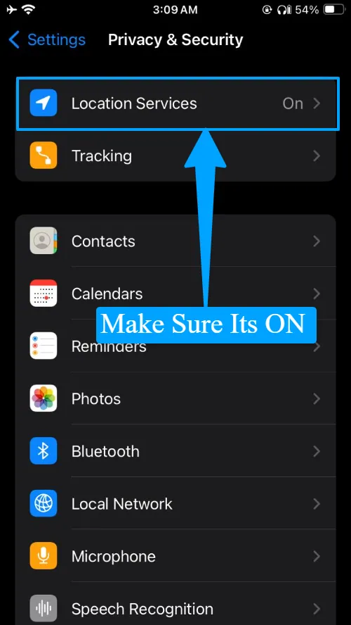 Make sure location service is enable