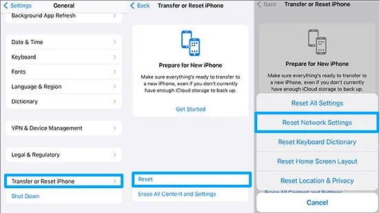 Reset Network setting in Iphone
