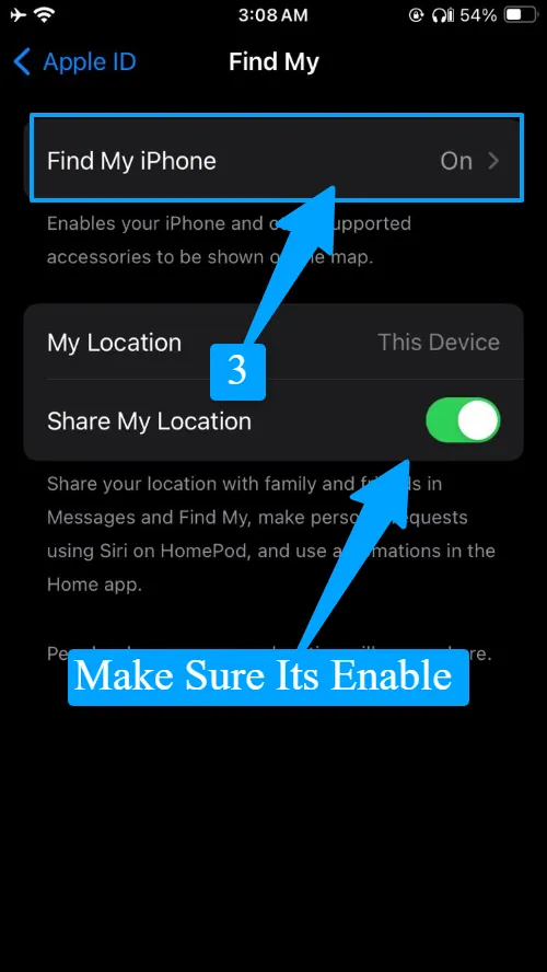 check Location sharing is Enable
