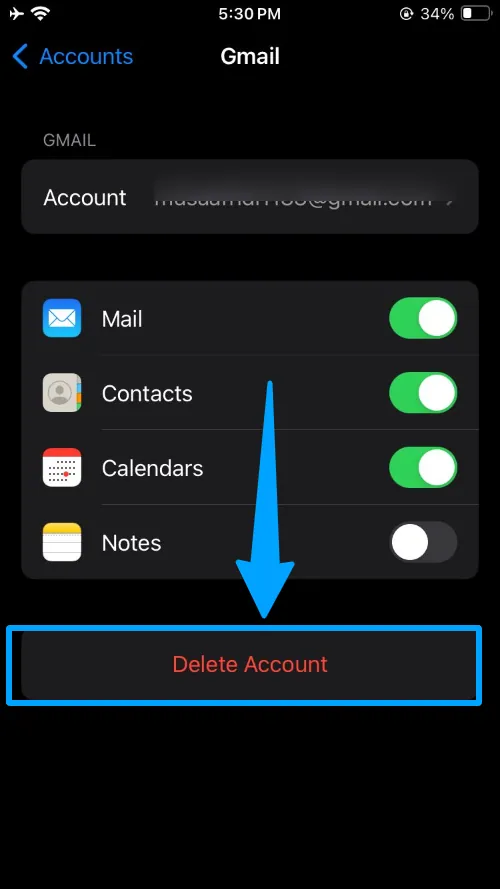 delete your email account from mail app