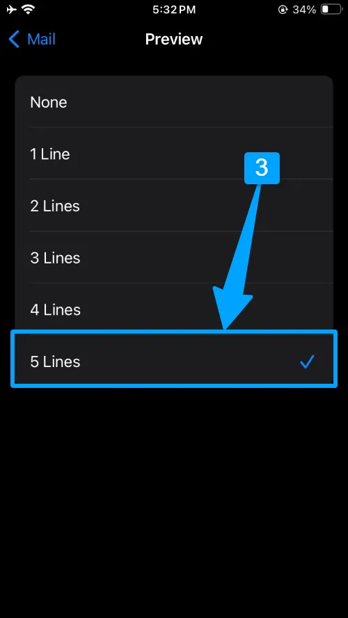 select 5 line in mail preview