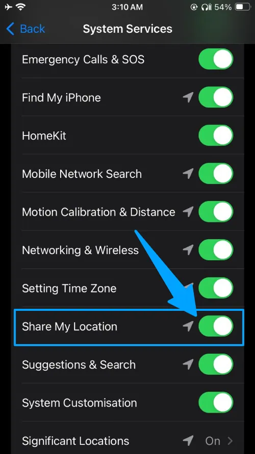 share my location should be enable
