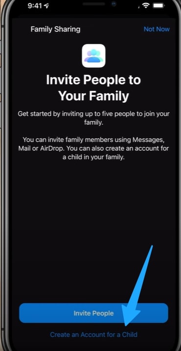 creating child account in family sharing apple 1