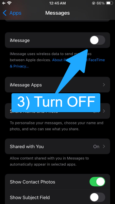 Disable & Re-enable iMessage